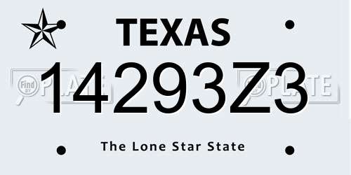 14293Z3 Texas License Plate