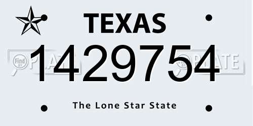 1429754 Texas License Plate