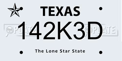 142K3D Texas License Plate
