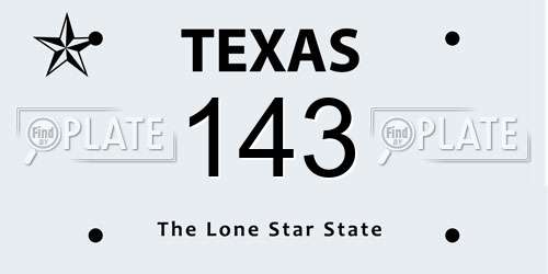 143 Texas License Plate