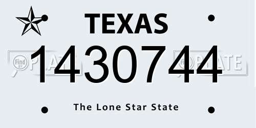 1430744 Texas License Plate