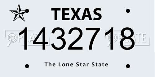1432718 Texas License Plate