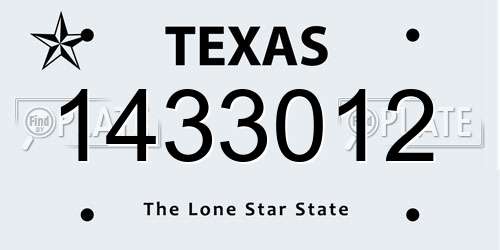 1433012 Texas License Plate