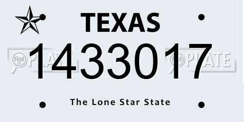 1433017 Texas License Plate