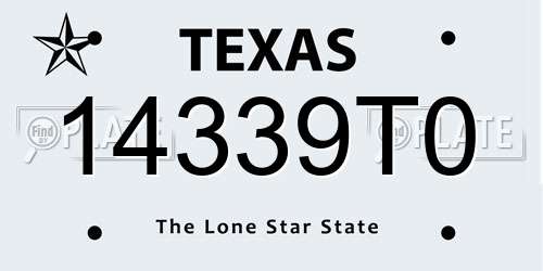 14339T0 Texas License Plate