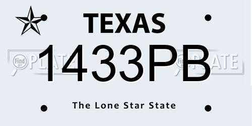 1433PB Texas License Plate