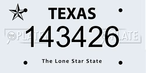 143426 Texas License Plate