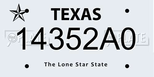 14352A0 Texas License Plate