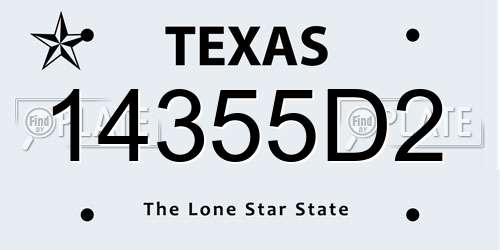 14355D2 Texas License Plate