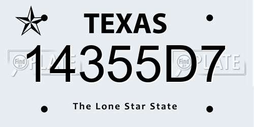 14355D7 Texas License Plate