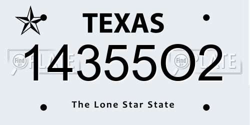 14355O2 Texas License Plate