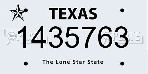 1435763 Texas License Plate