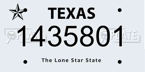 1435801 Texas License Plate