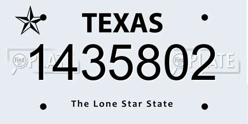 1435802 Texas License Plate