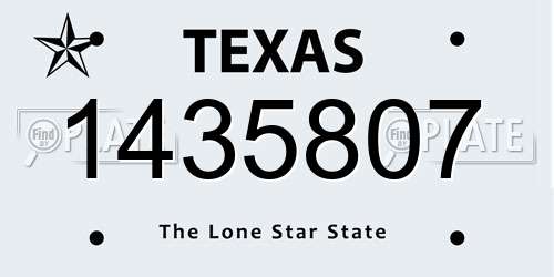 1435807 Texas License Plate