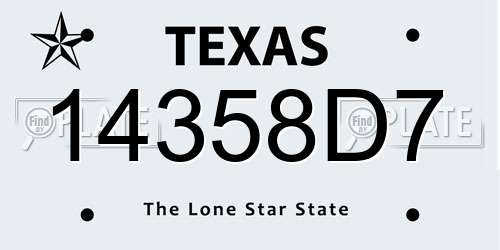 14358D7 Texas License Plate