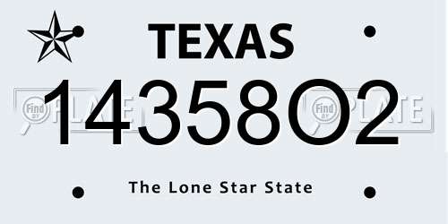 14358O2 Texas License Plate
