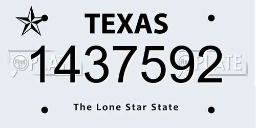 1437592 Texas License Plate