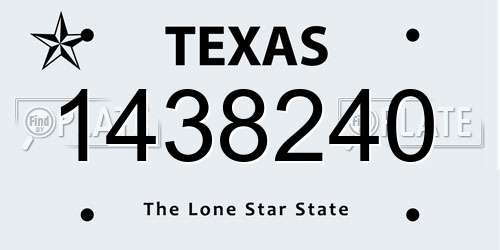 1438240 Texas License Plate