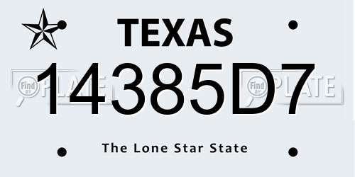 14385D7 Texas License Plate