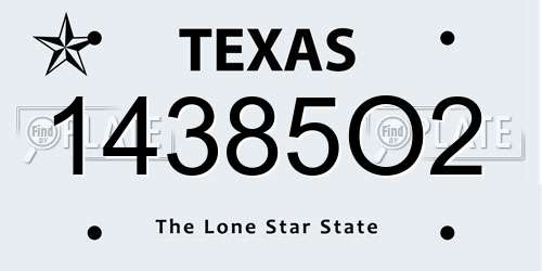 14385O2 Texas License Plate