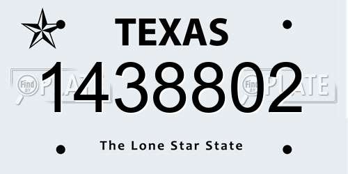 1438802 Texas License Plate