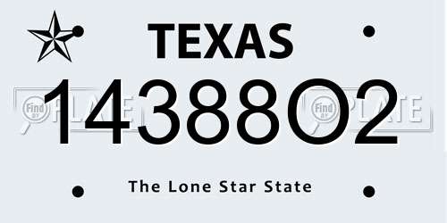 14388O2 Texas License Plate