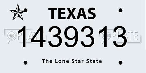 1439313 Texas License Plate