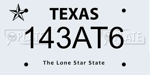 143AT6 Texas License Plate