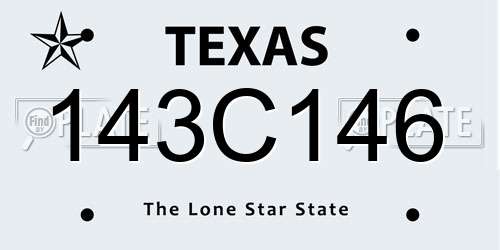 143C146 Texas License Plate