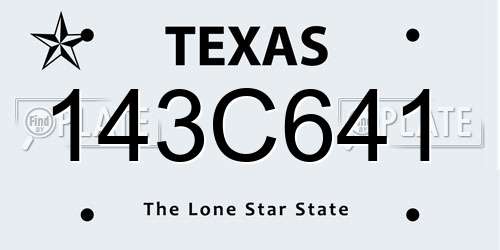 143C641 Texas License Plate