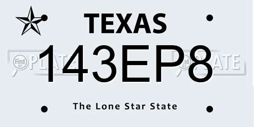 143EP8 Texas License Plate