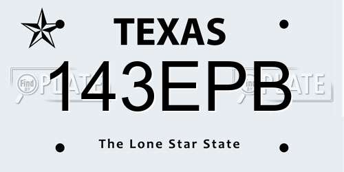 143EPB Texas License Plate