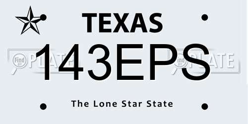143EPS Texas License Plate