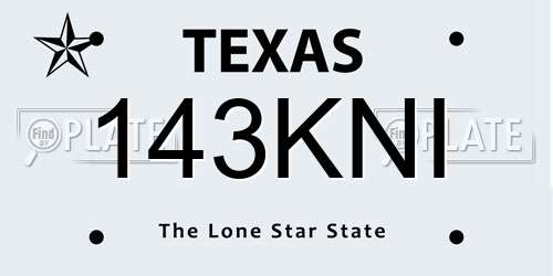 143KNI Texas License Plate