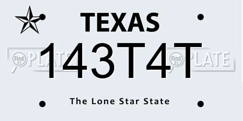 143T4T Texas License Plate