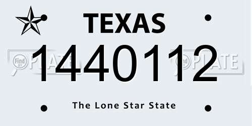 1440112 Texas License Plate