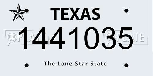 1441035 Texas License Plate
