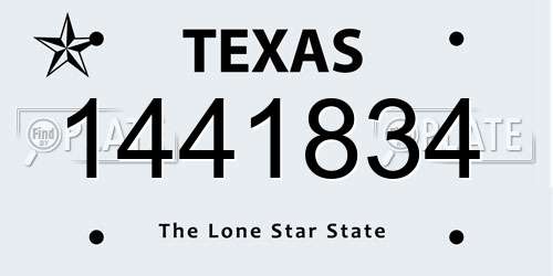 1441834 Texas License Plate