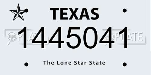1445041 Texas License Plate