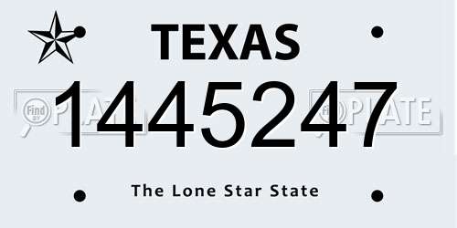1445247 Texas License Plate