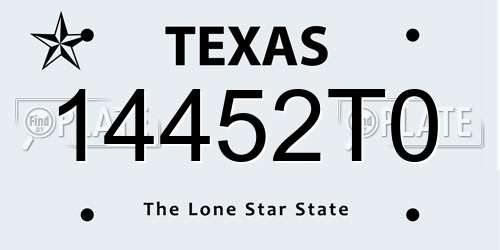 14452T0 Texas License Plate
