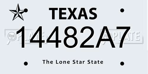 14482A7 Texas License Plate