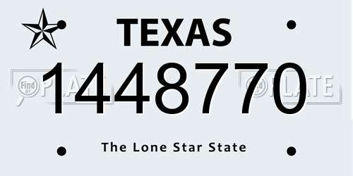 1448770 Texas License Plate