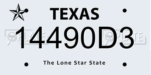 14490D3 Texas License Plate
