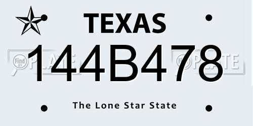 144B478 Texas License Plate