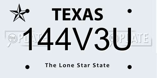 144V3U Texas License Plate