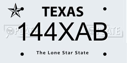 144XAB Texas License Plate