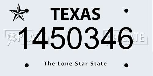 1450346 Texas License Plate