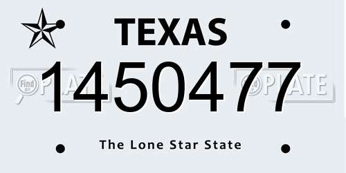 1450477 Texas License Plate